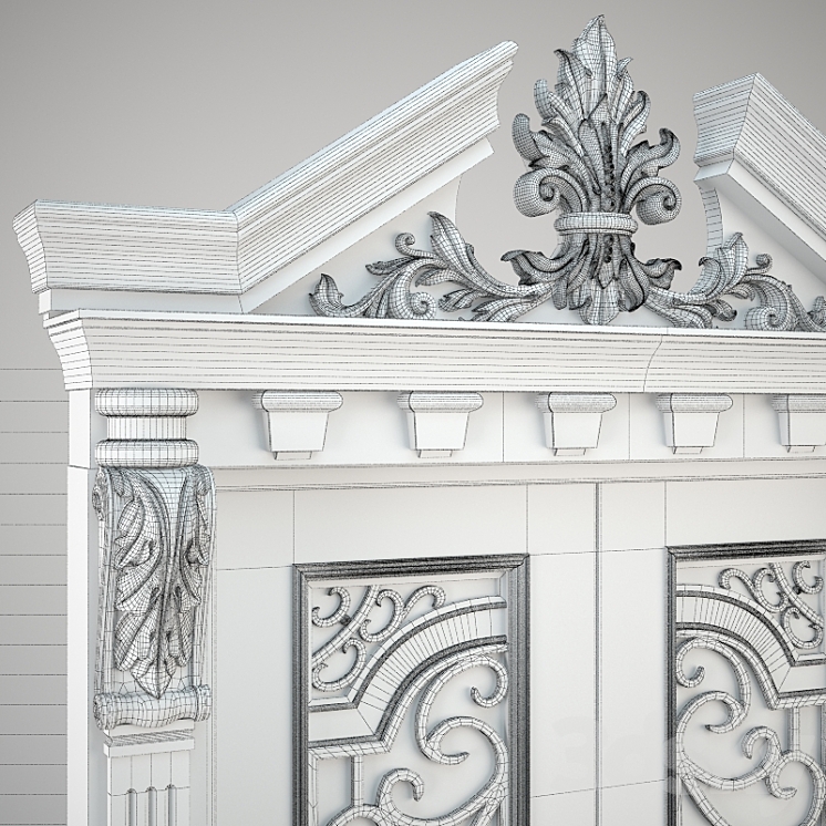 Classic palace door with carvings 3D Model