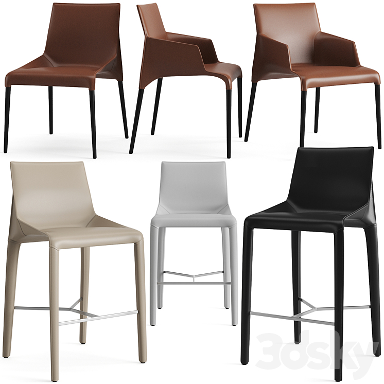 Poliform Seattle Dining Chair And Bar Stool 3DS Max - thumbnail 1
