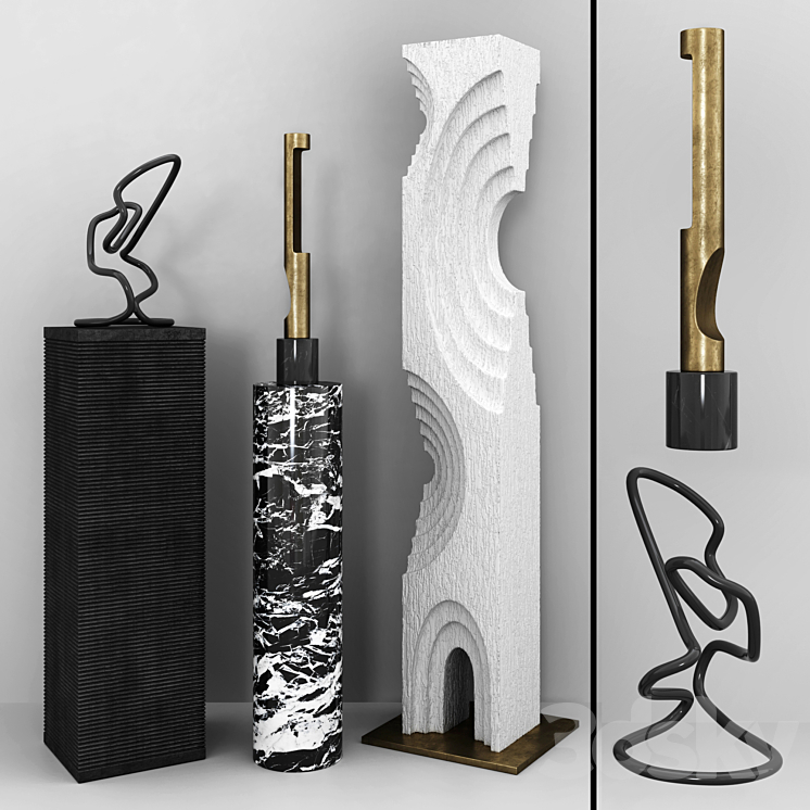 Sculptures on a pedestal Kelly Wearstler 01 3DS Max - thumbnail 1