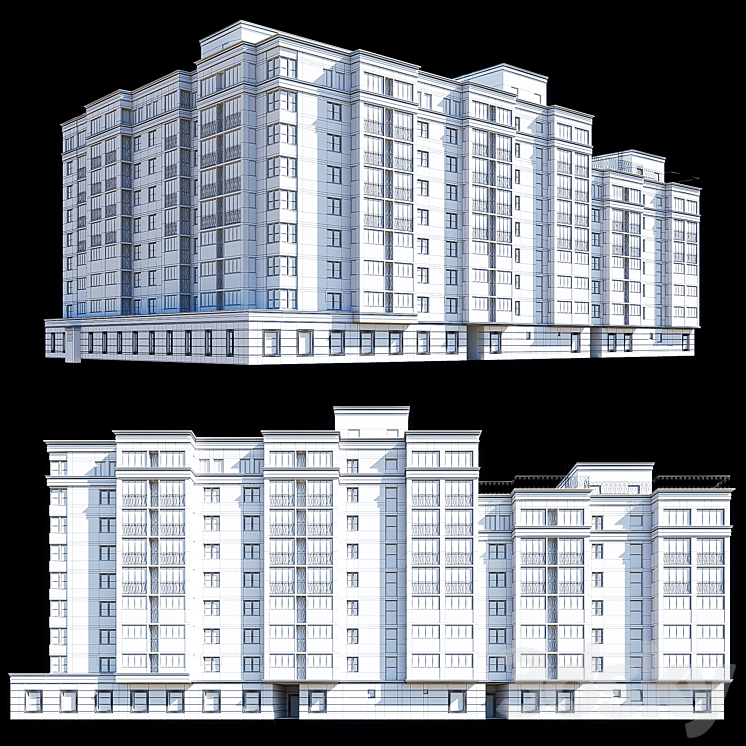 Multi-storey residential building 3DS Max - thumbnail 2