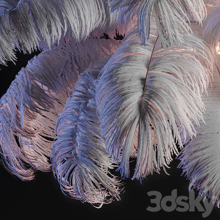 Natural Ostrich Feather Modern Chandelier 3D Model