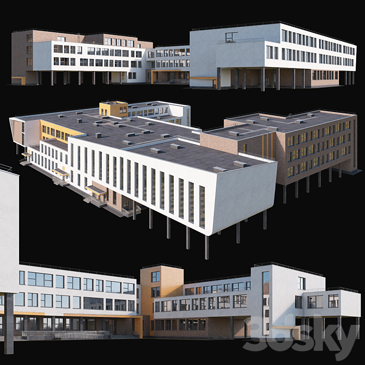 Modern school building 3DS Max - thumbnail 1