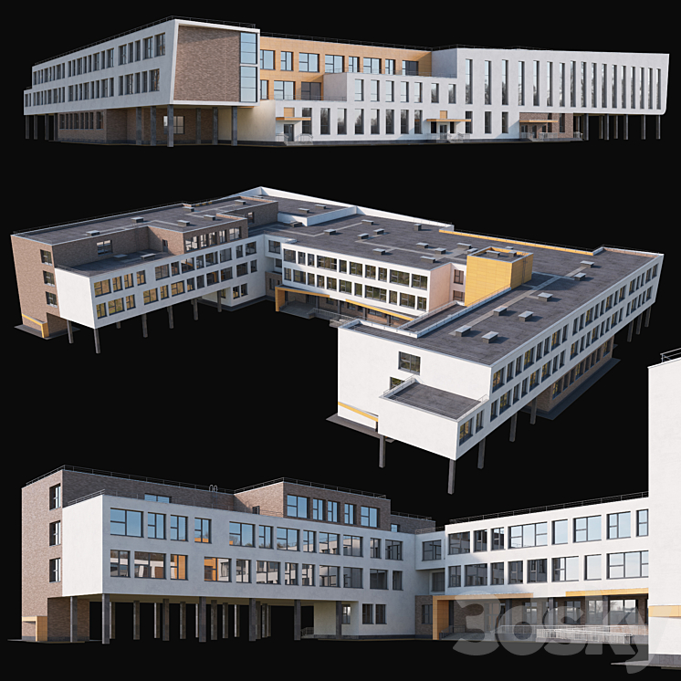 Modern school building 3DS Max - thumbnail 2