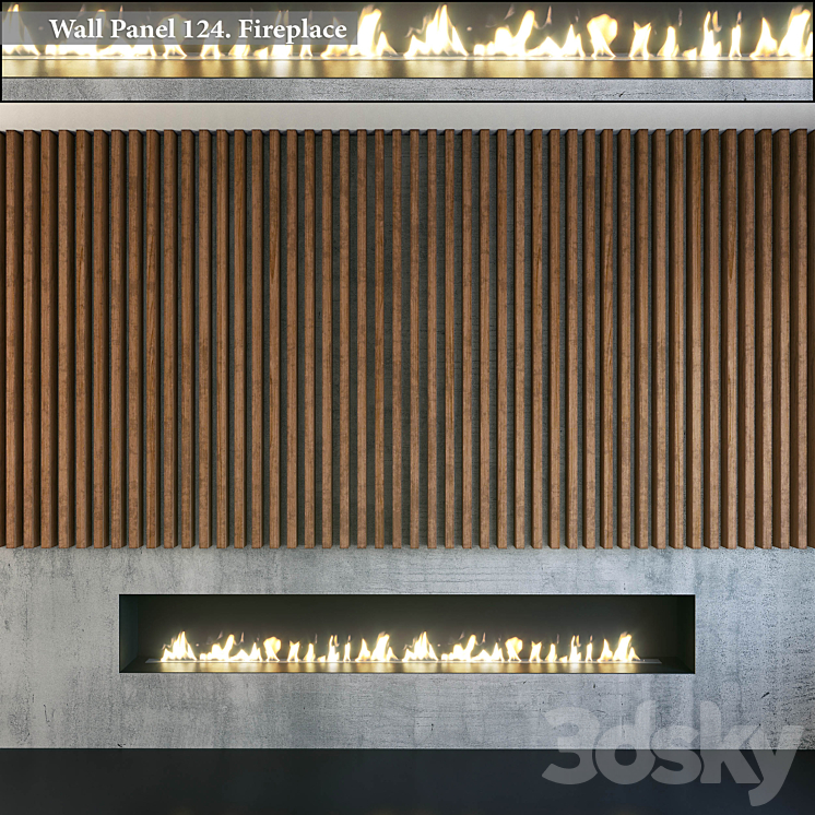 Wall Panel 124. Fireplace 3DS Max - thumbnail 1