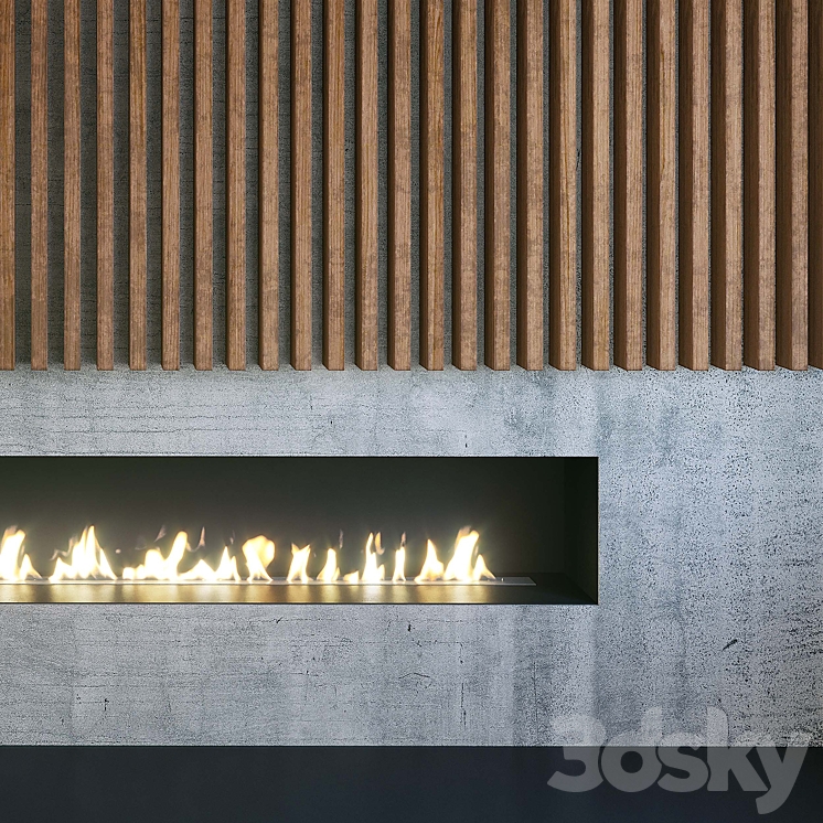 Wall Panel 124. Fireplace 3D Model