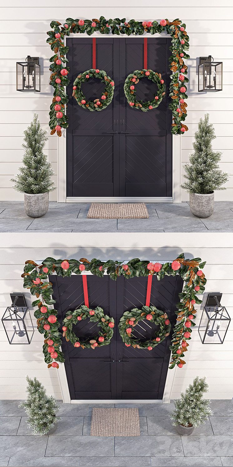 Pottery barn front door decoration Facade element 3D model