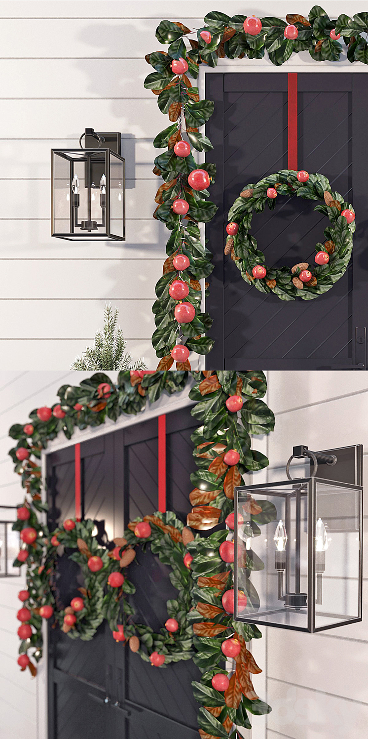 Pottery barn front door decoration Facade element 3D model