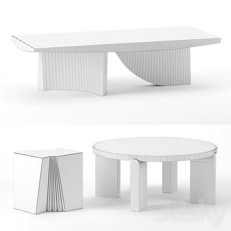 Coffee tables set by Christophe Delcourt 3DS Max - thumbnail 2