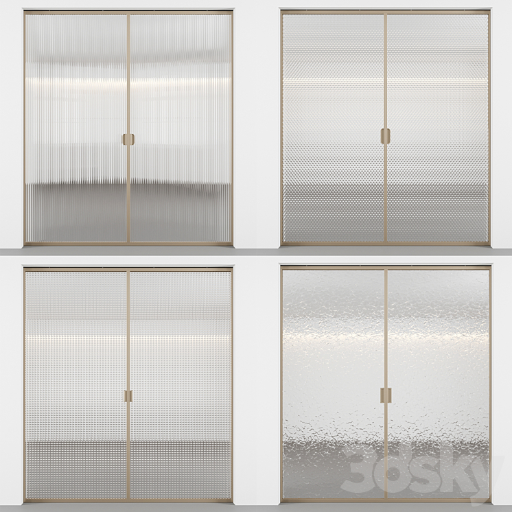 Sliding doors with embossed glass 3DS Max - thumbnail 1
