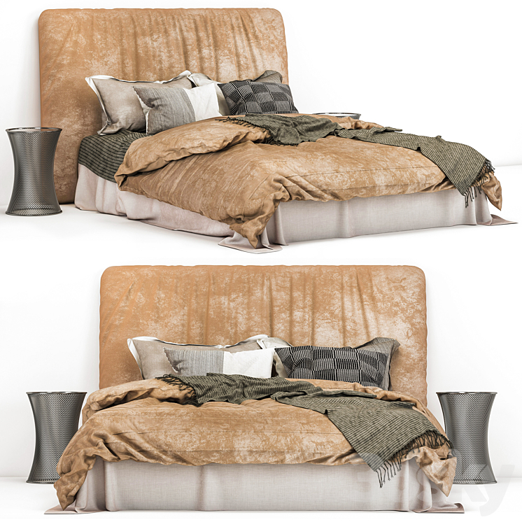 Linen bed 01 - Bed - 3D model