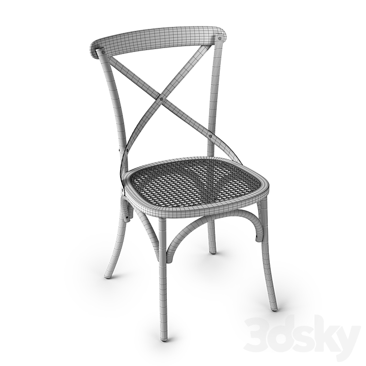 Chair in oak and wicker Cedak 3DS Max - thumbnail 2