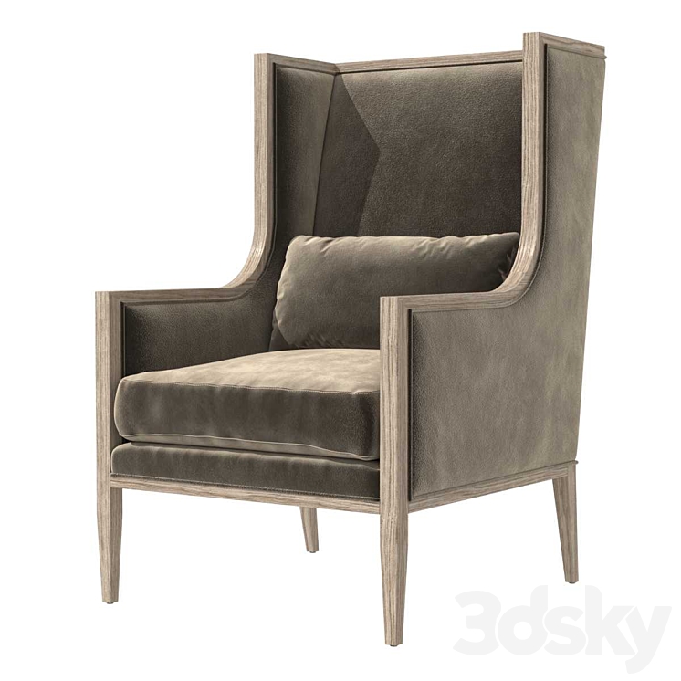 Restoration Hardware FRENCH CONTEMPORARY SLOPE ARM WINGBACK CHAIR 3DS Max - thumbnail 1