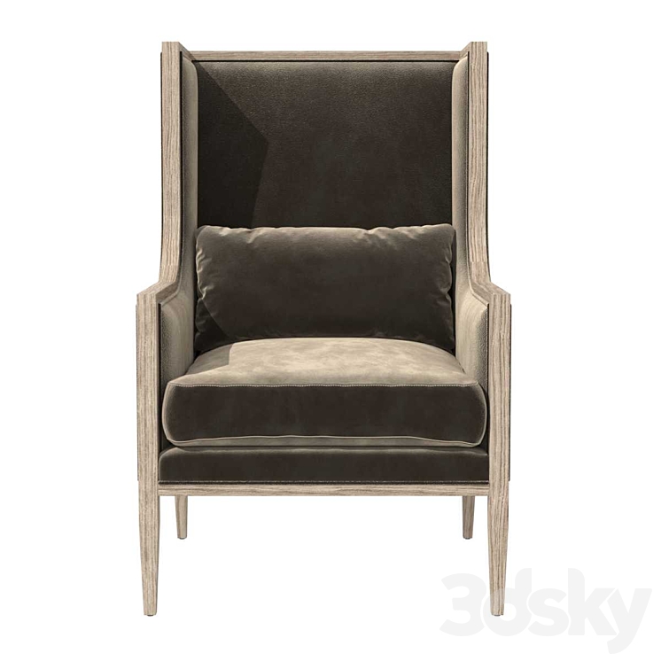Restoration Hardware FRENCH CONTEMPORARY SLOPE ARM WINGBACK CHAIR 3DS Max - thumbnail 2