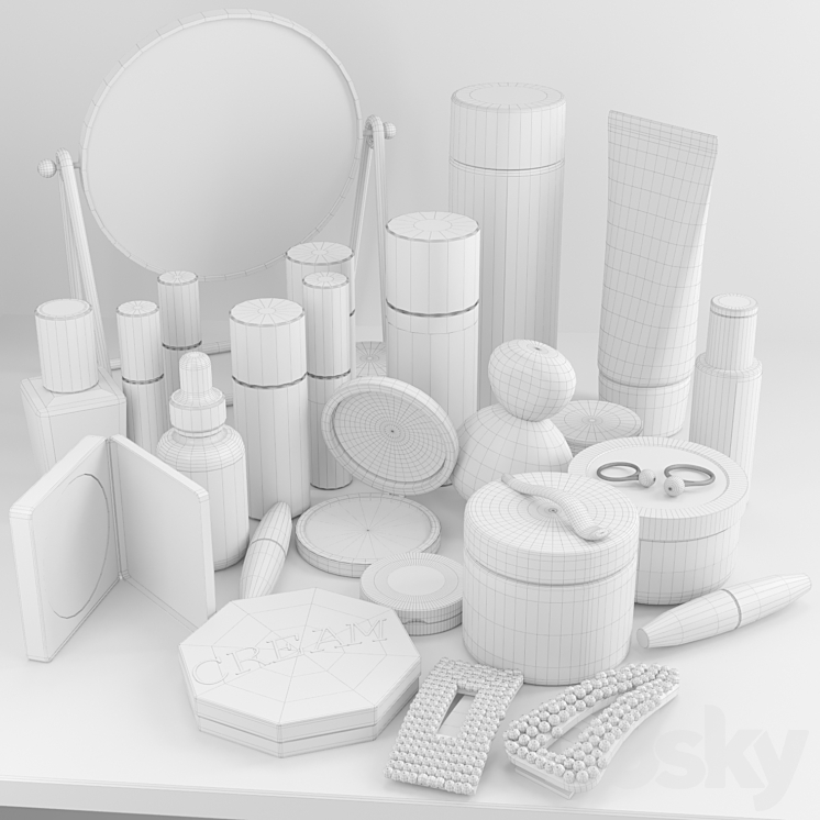 Collection of luxury cosmetics for beauty salons and dressing table. Make up 3DS Max - thumbnail 2