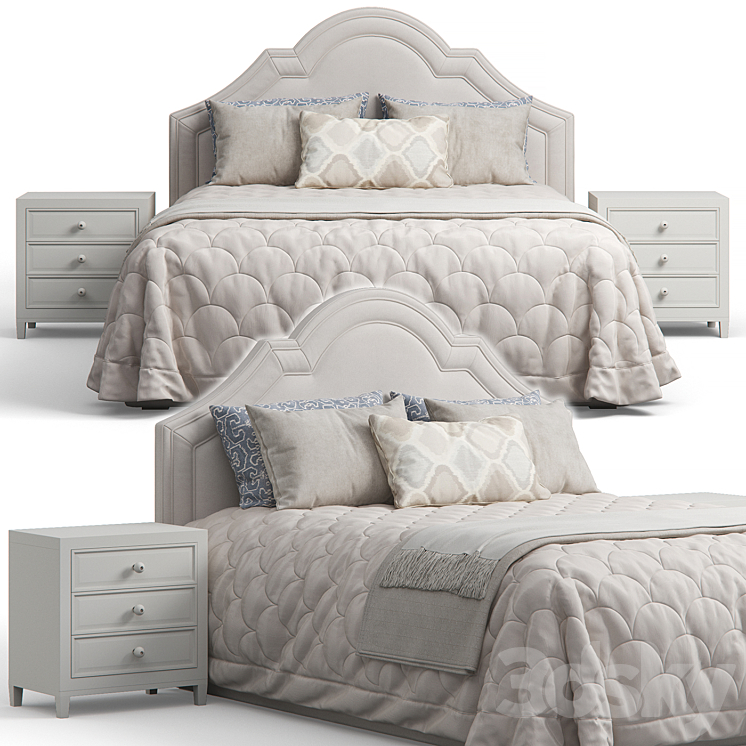 Queen Madison Crown Headboard Bed 3DS Max - thumbnail 1