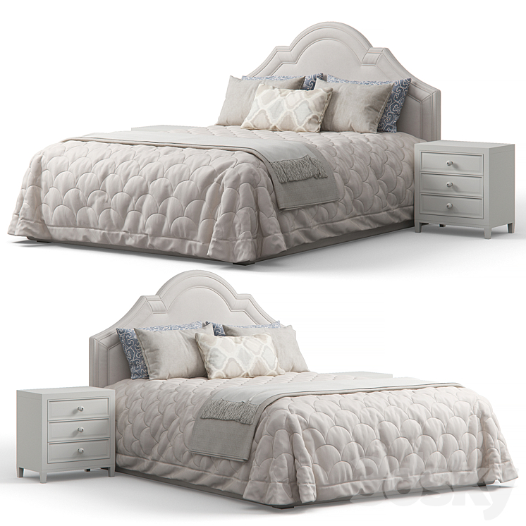 Queen Madison Crown Headboard Bed 3DS Max - thumbnail 2