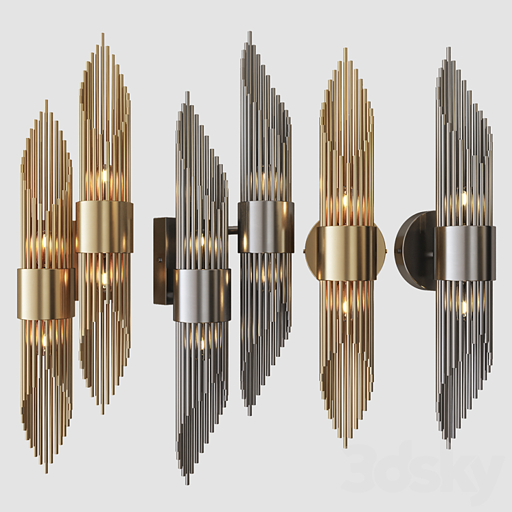 Wall lamp Delight Collection W68069-4 \/ 2 antique brass 3DS Max - thumbnail 1