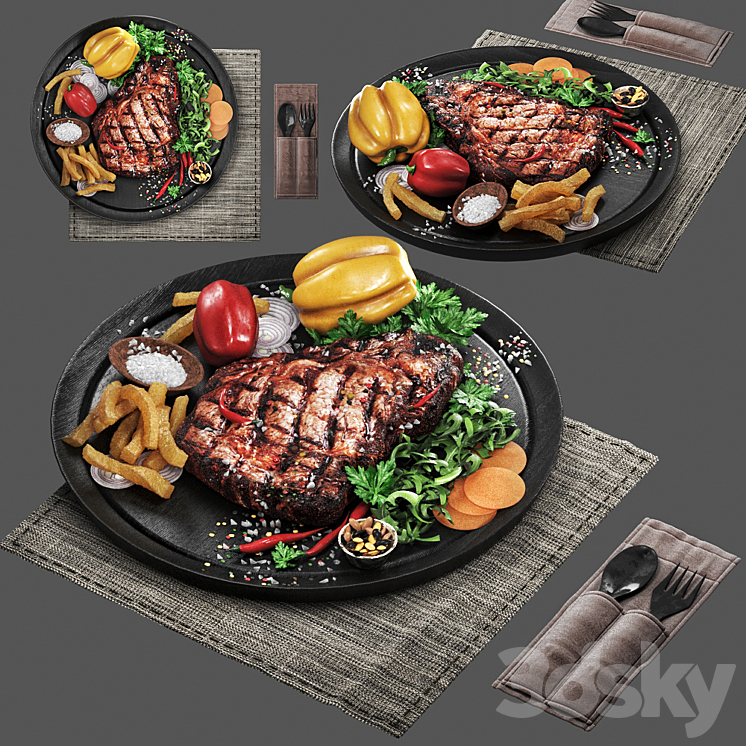 meat steak 3DS Max Model - thumbnail 1
