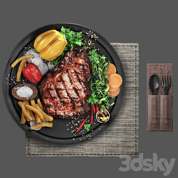 meat steak 3DS Max Model - thumbnail 2