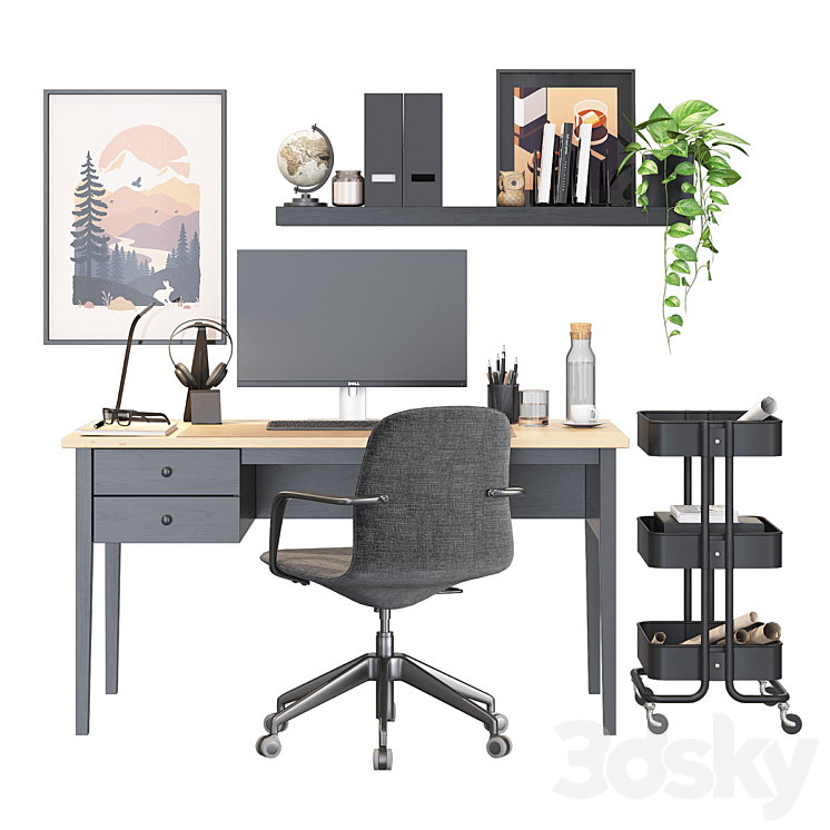 Ikea workplace Arkelstorp / Langfjall 3D Model