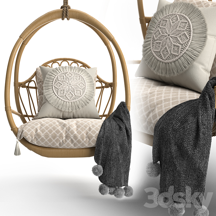 Woven hanging chair 3DS Max - thumbnail 2