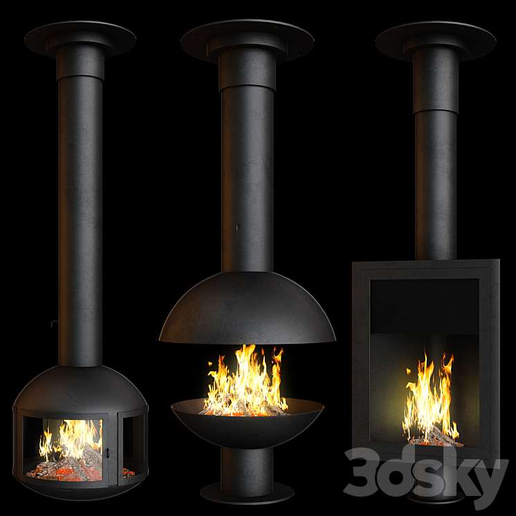 Fireplace set Focus Creation 3 (4 options) 3D Model