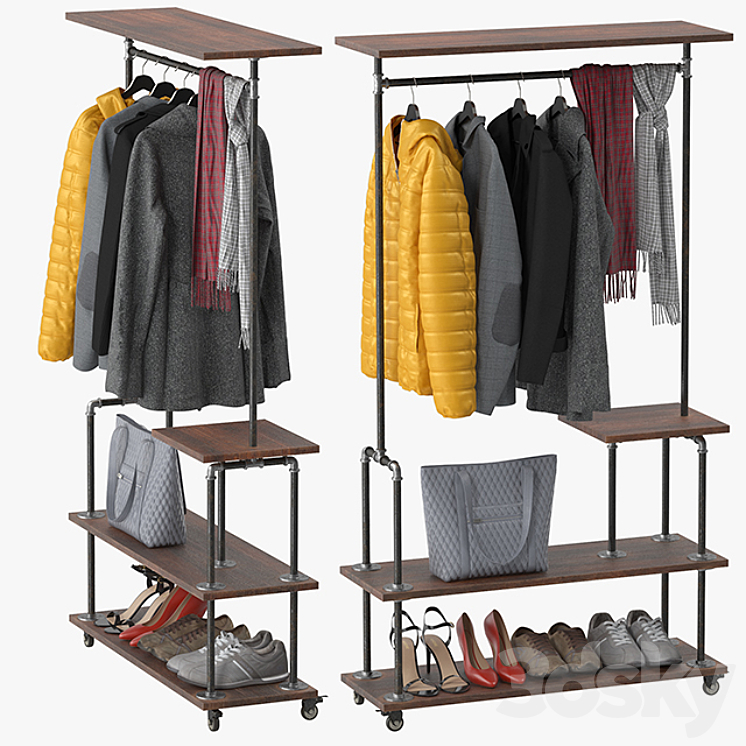 Industrial Clothing Rack 3DS Max - thumbnail 2