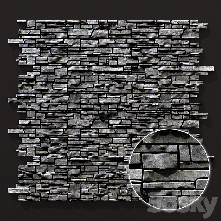 Wall clincer brick rock n3 \/ Wall clinker rock 3DS Max - thumbnail 1