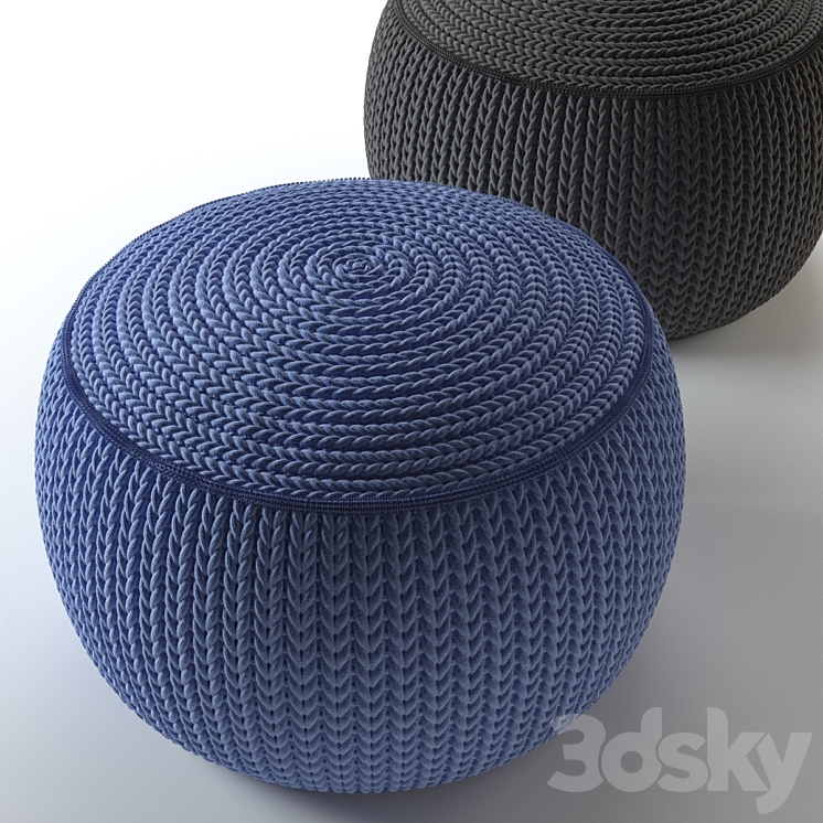 Knitted ottoman 3DS Max - thumbnail 2