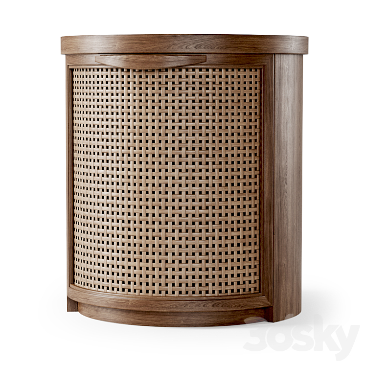 Wooden side table \/ Rattan bedside table 3DS Max Model - thumbnail 1