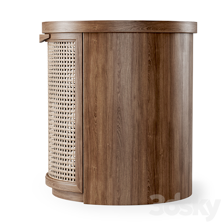 Wooden side table \/ Rattan bedside table 3DS Max Model - thumbnail 2