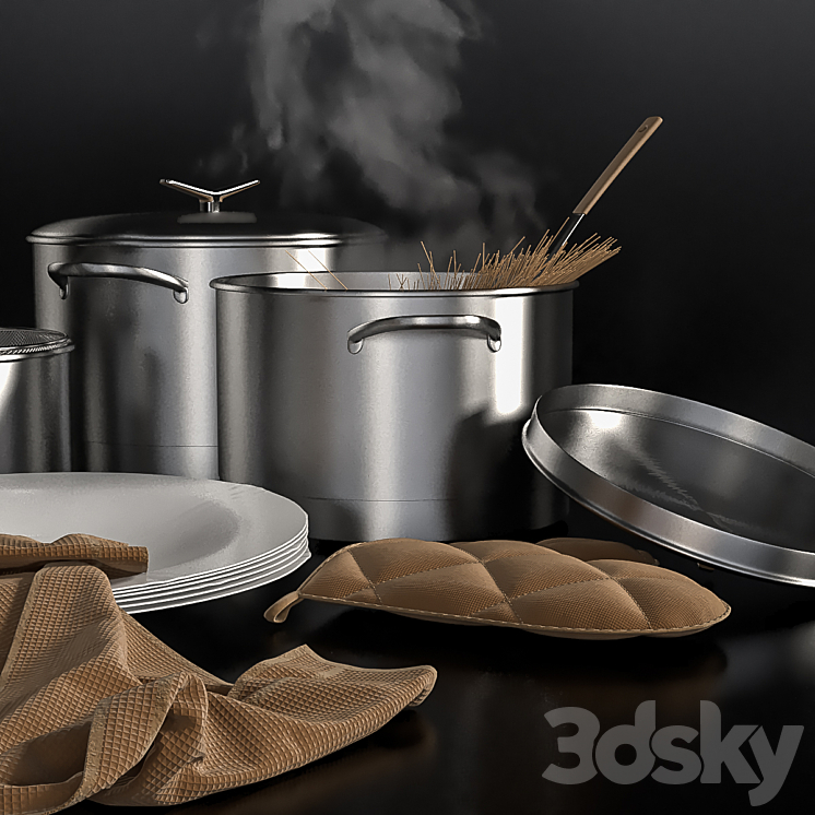 Decorative set for the kitchen 3DS Max - thumbnail 2