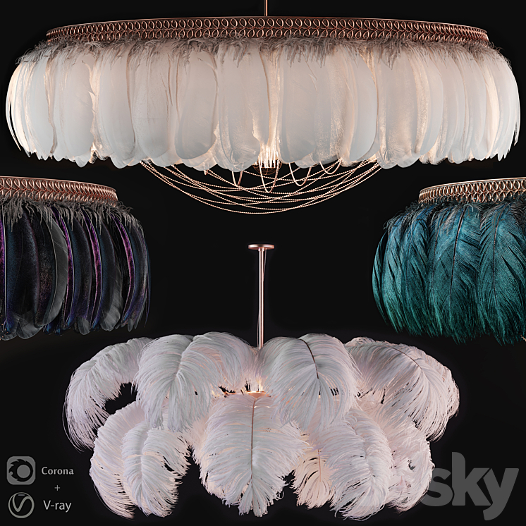 Feather modern chandeliers Free Download
