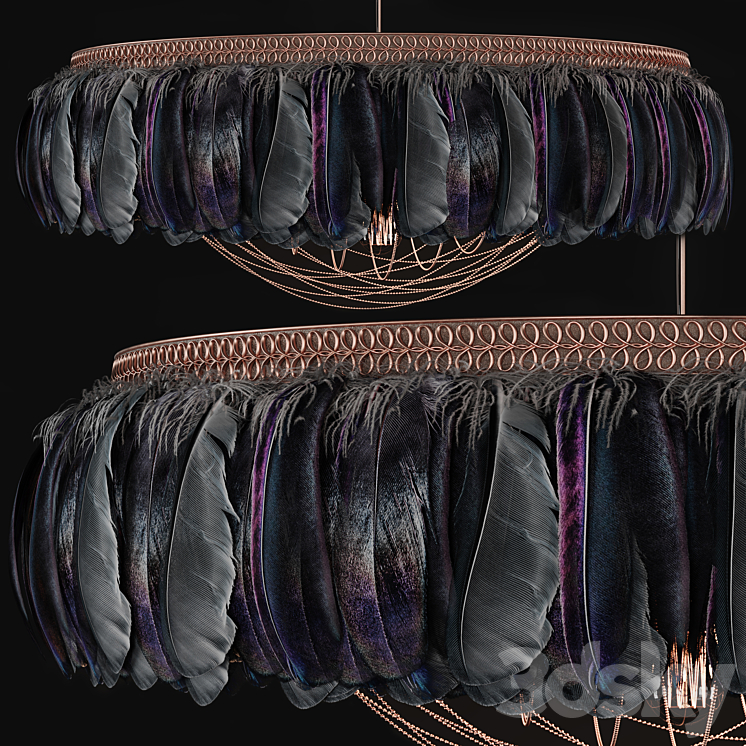 Feather modern chandeliers 3DS Max Model - thumbnail 2