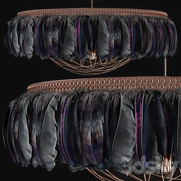 Feather modern chandeliers 3D Model Free