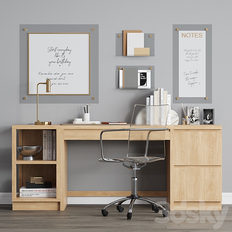 Paciffic Pottery Barn Office workplace 3DS Max - thumbnail 1
