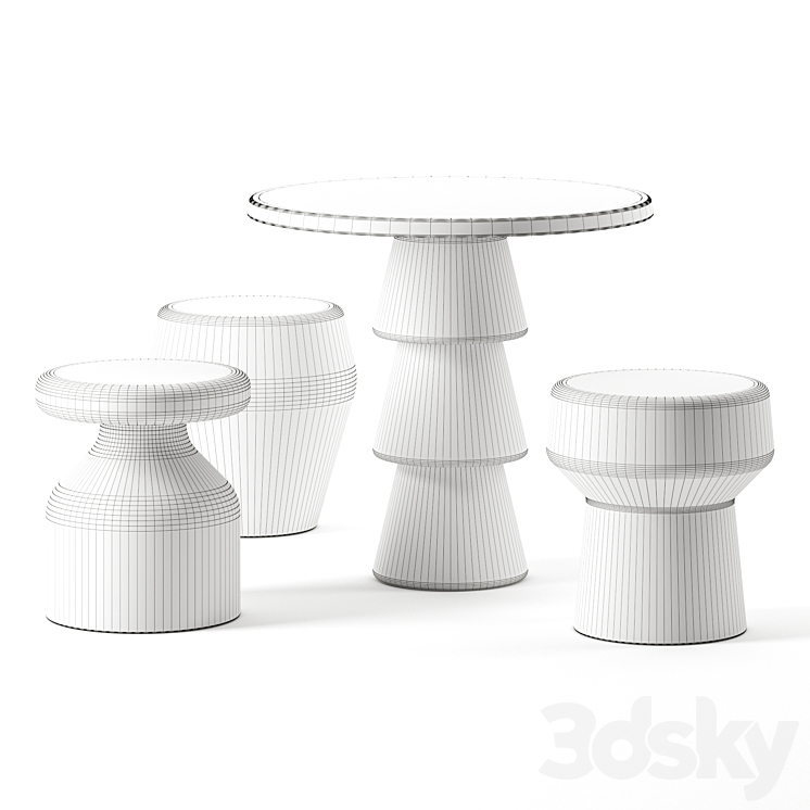 Coffee tables set by Pimar 3DS Max - thumbnail 2