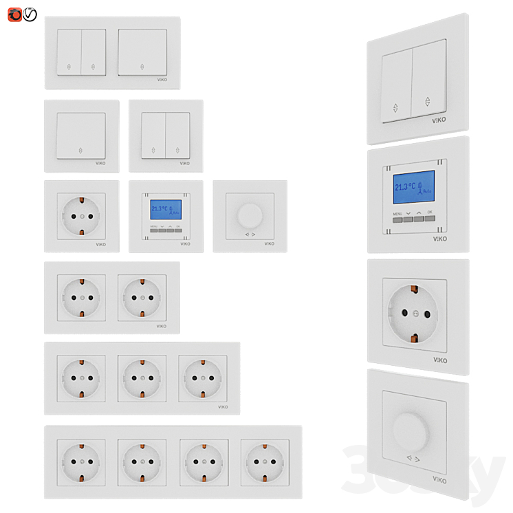 Set of sockets and switches VIKO Miscellaneous 3D model