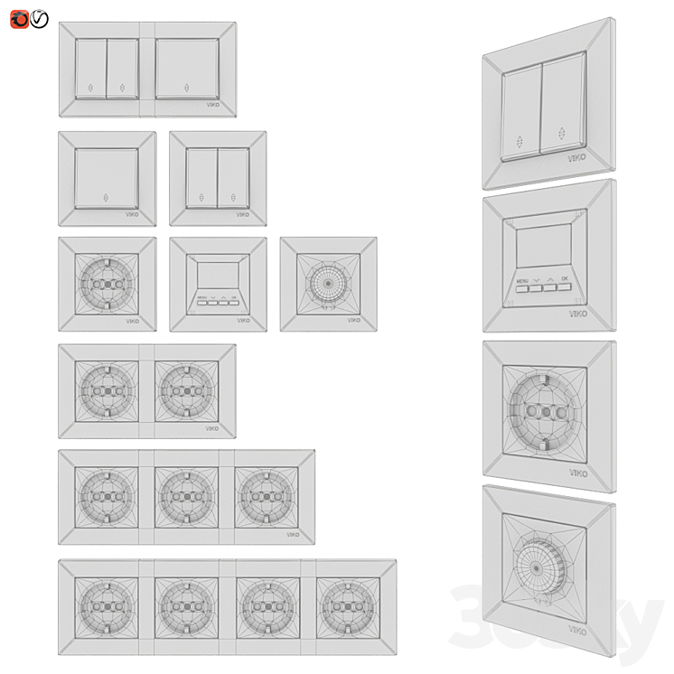 Set of sockets and switches VIKO Miscellaneous 3D model