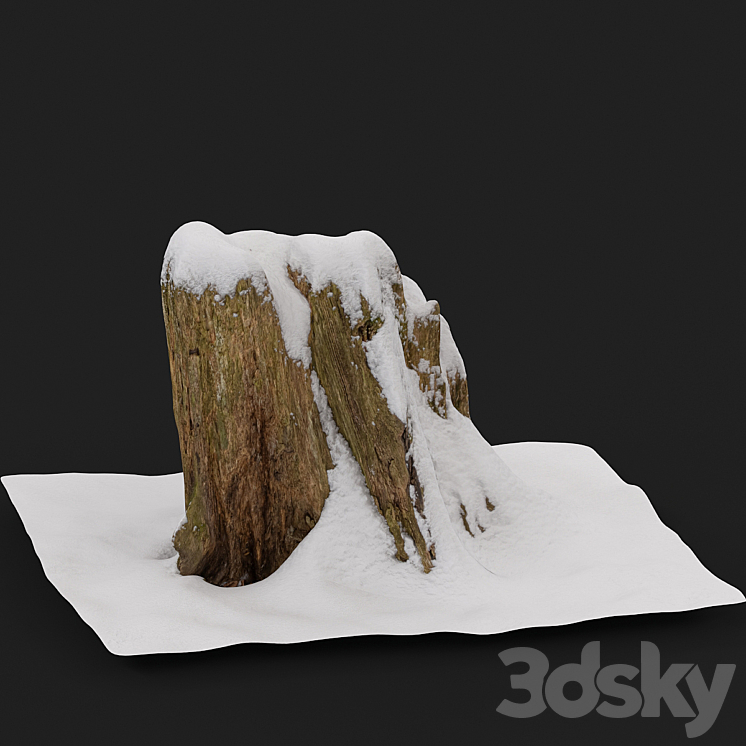 Stump under the snow 3D Model