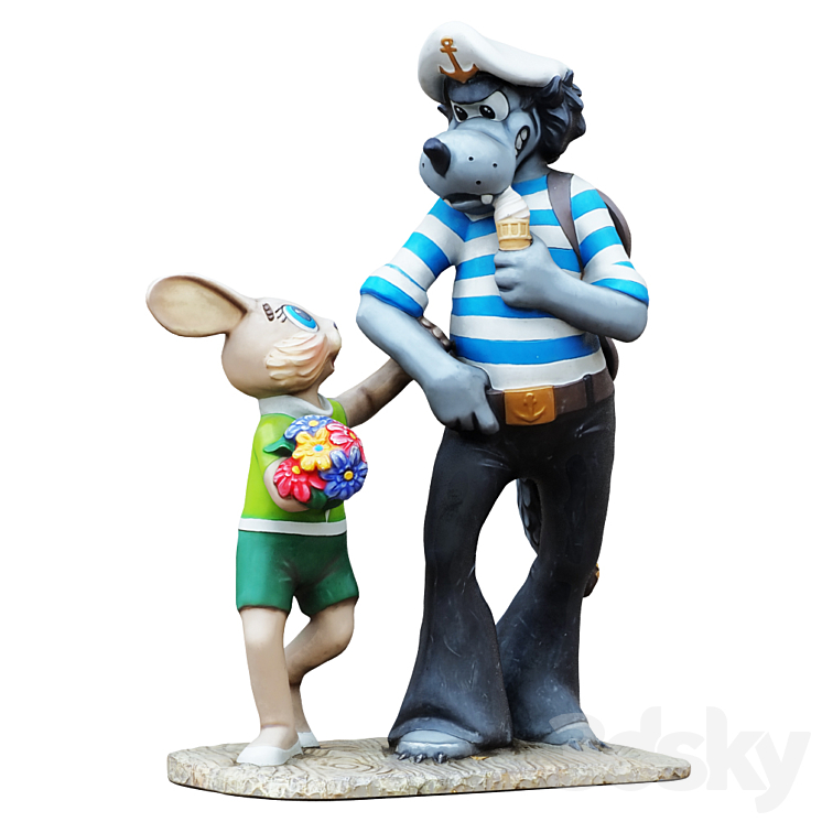 Sculpture of the characters Wolf and the Hare 3DS Max - thumbnail 2