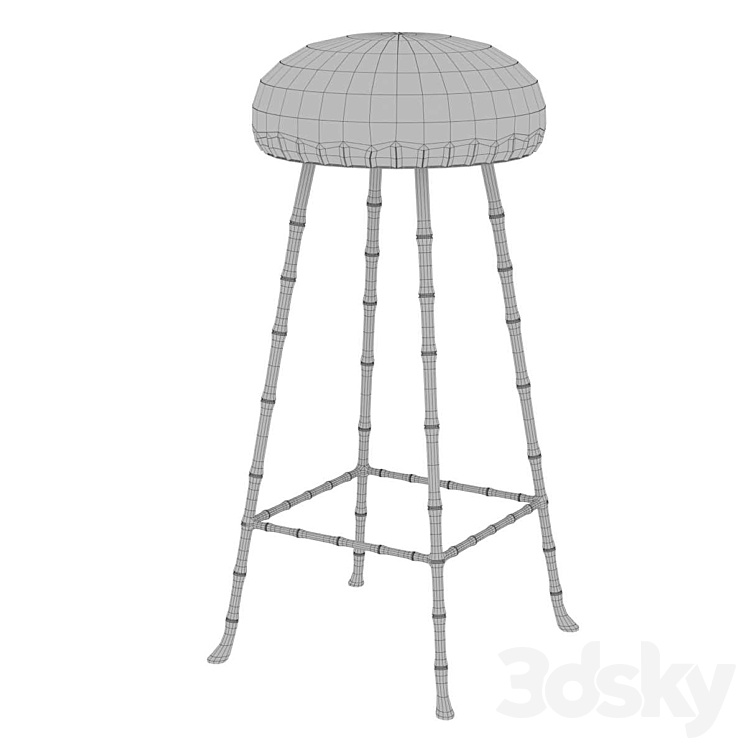 Rose uniacke high upholstered bar stool 3DS Max - thumbnail 2