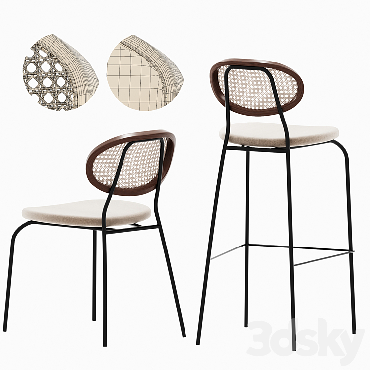 Dester chairs 3DS Max - thumbnail 2