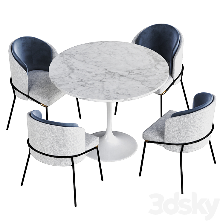 MInotti Fill noir chair with table 3D Model