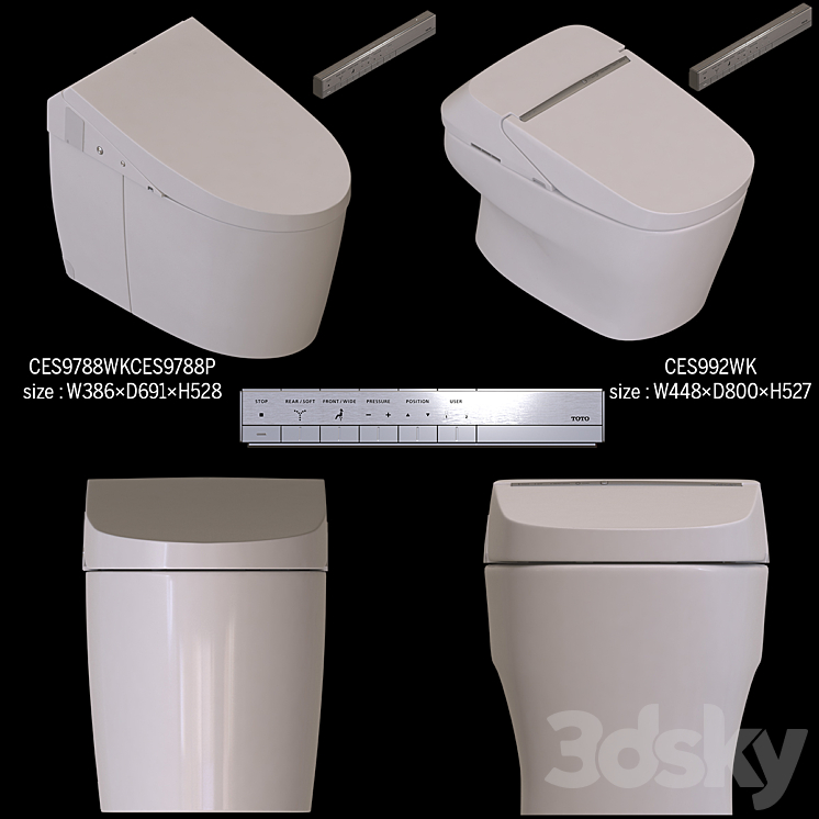 toto toilet CES992WK CES9788WKCES9788P 3DS Max Model - thumbnail 1