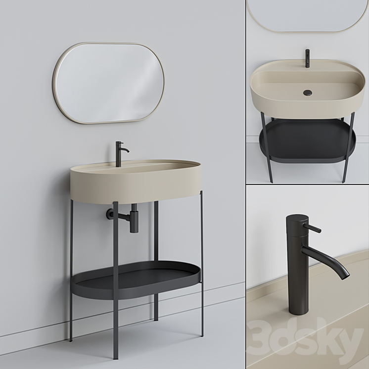 CONSOLLE Oval washbasin 3DS Max - thumbnail 1
