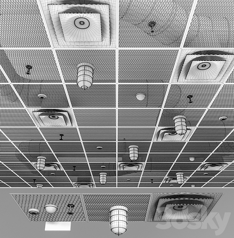 Modern ceiling system in Loft style 3D Model