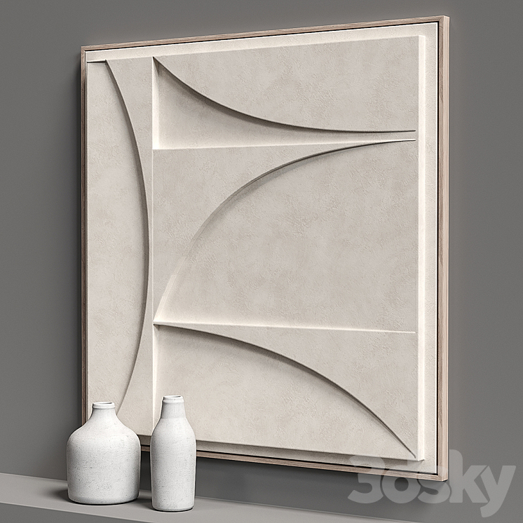 Relief WHITE PARTS SQUARE 3D Model
