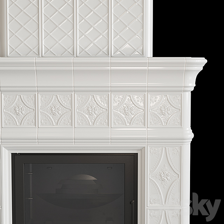 Stove - fireplace with tiles 3D Model