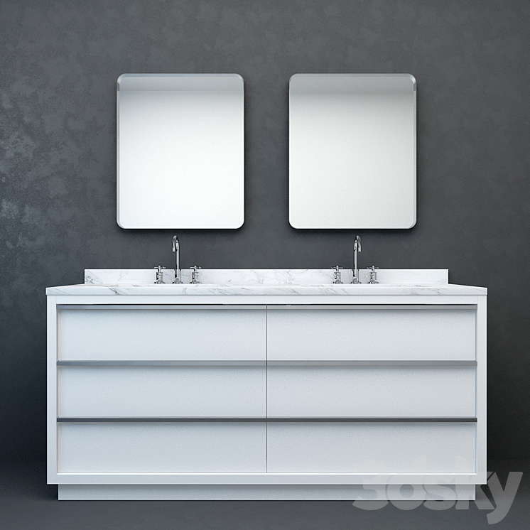 RH Modern Bezier double vanity 2 - Bathroom furniture - 3D model